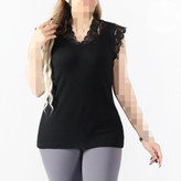 تاپ زنانه مشکی یقه گیپوری کبریتی